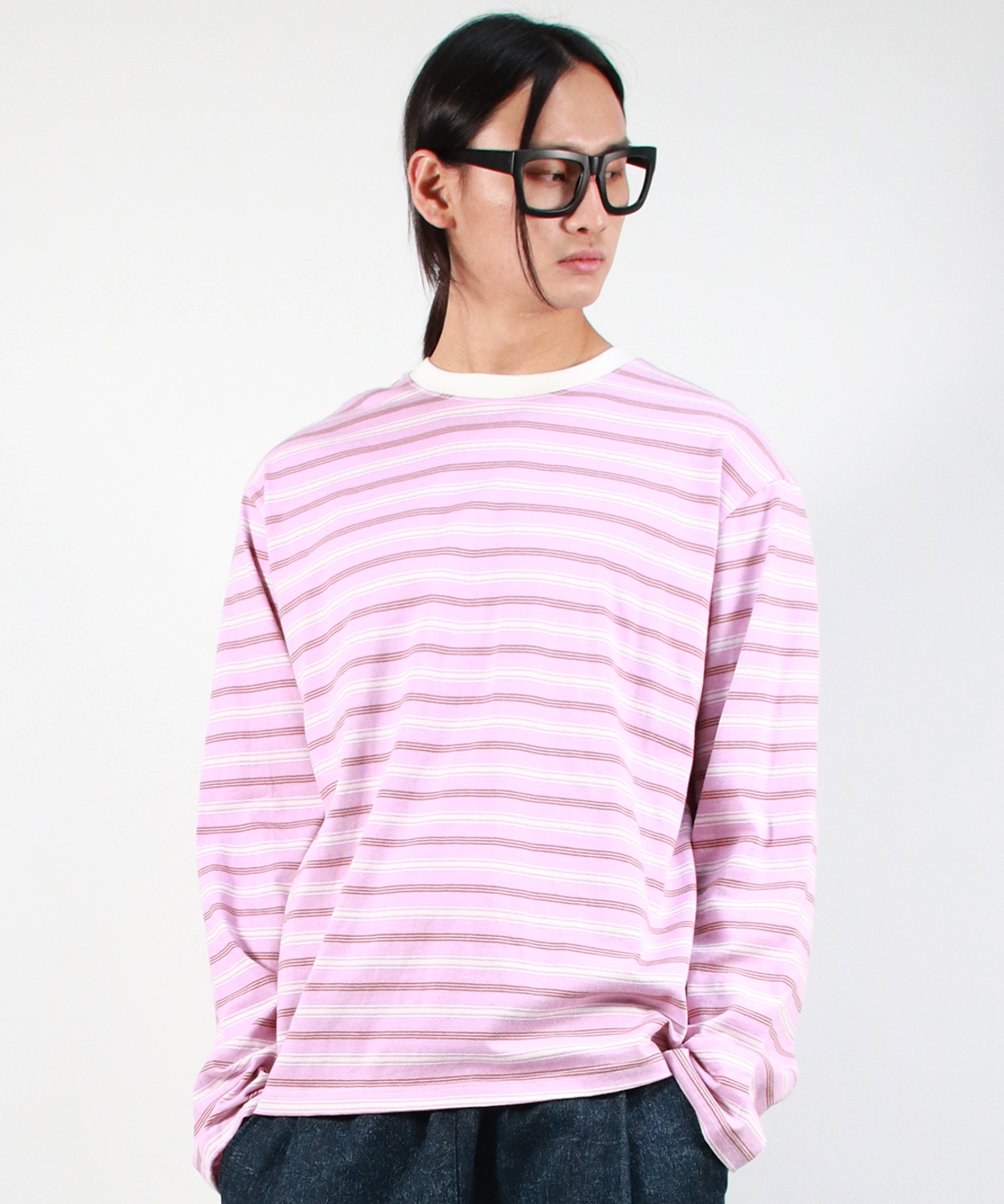 드마크(DEMARC) M MULTI STRIPE LONG SLEEVE TEE - Pink