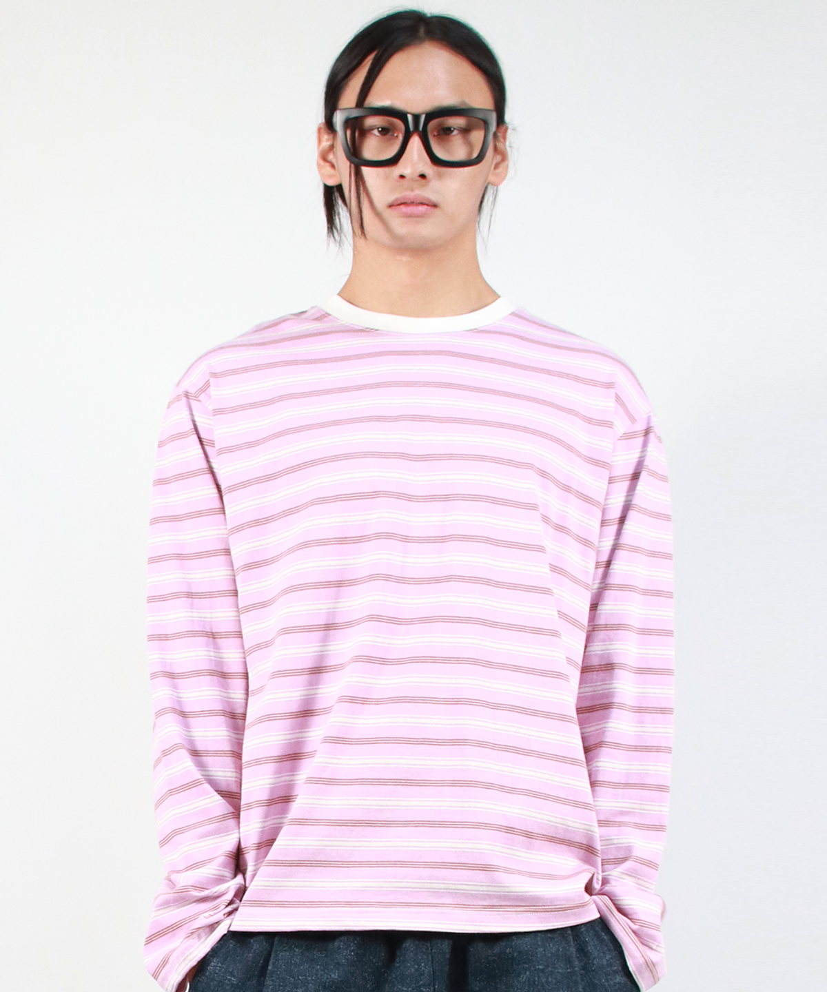 드마크(DEMARC) M MULTI STRIPE LONG SLEEVE TEE - Pink