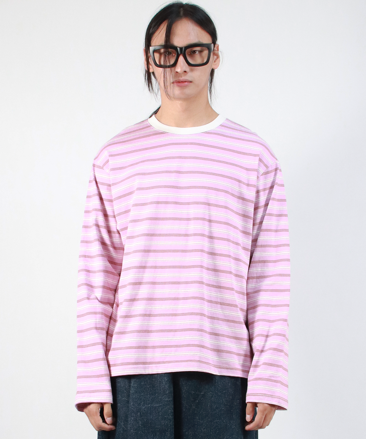 드마크(DEMARC) M MULTI STRIPE LONG SLEEVE TEE - Pink