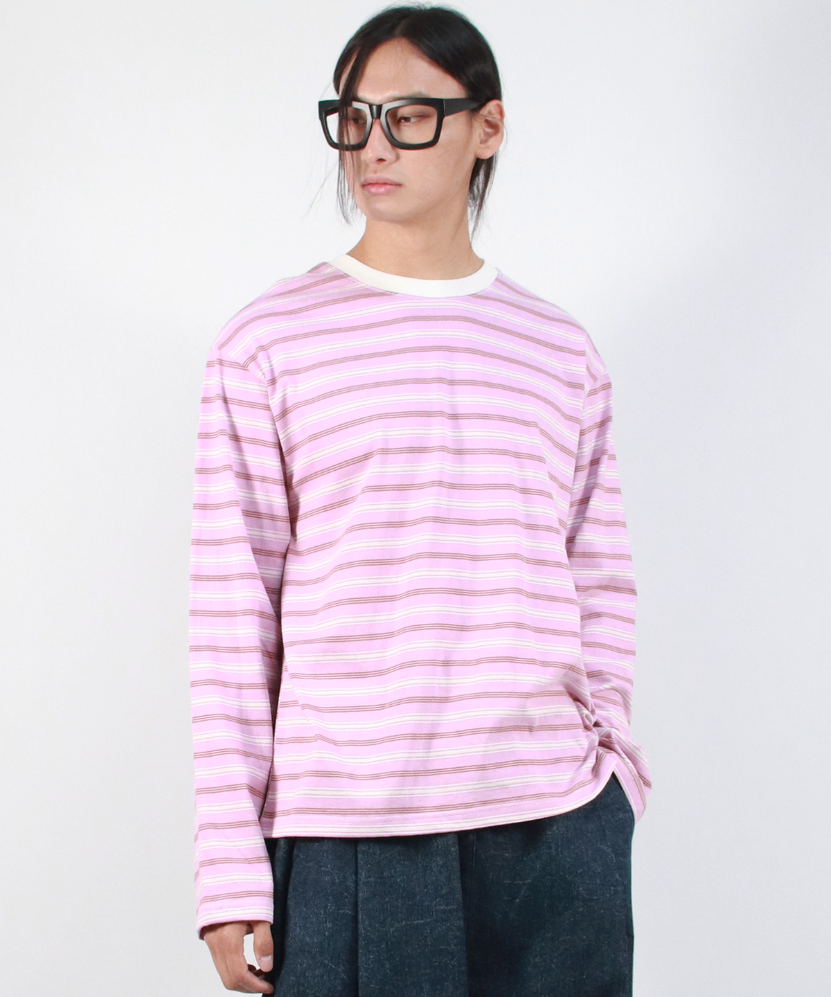 드마크(DEMARC) M MULTI STRIPE LONG SLEEVE TEE - Pink