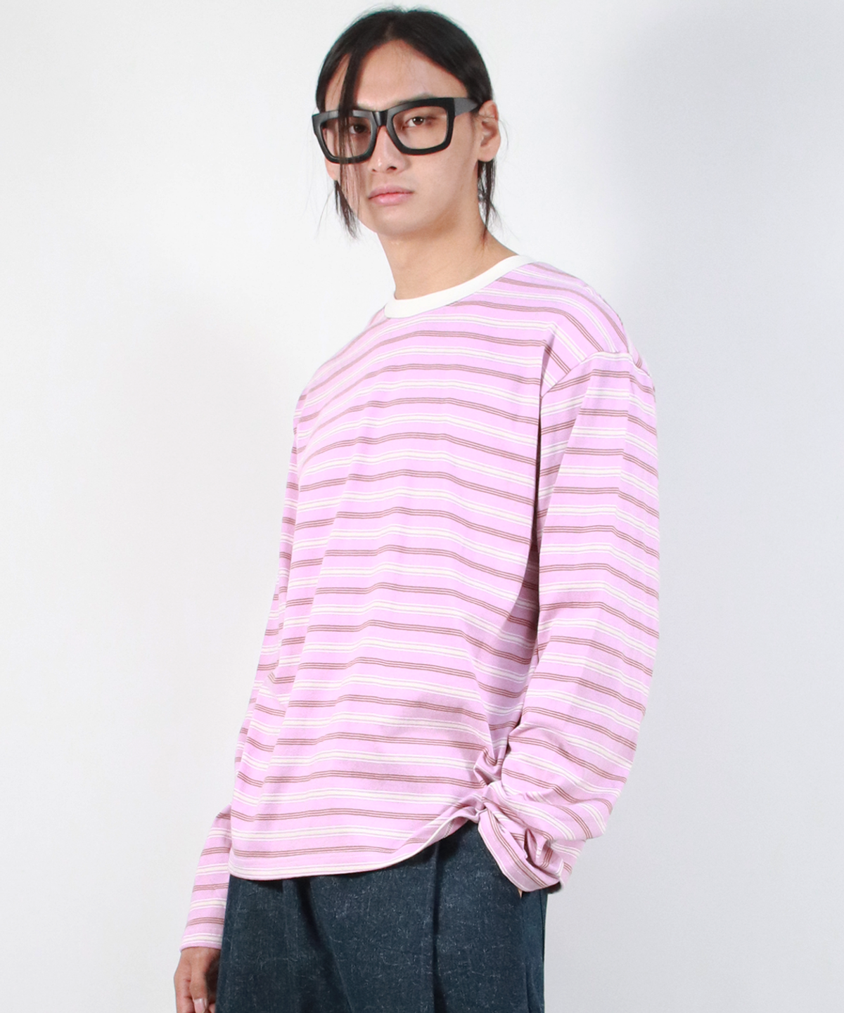 드마크(DEMARC) M MULTI STRIPE LONG SLEEVE TEE - Pink