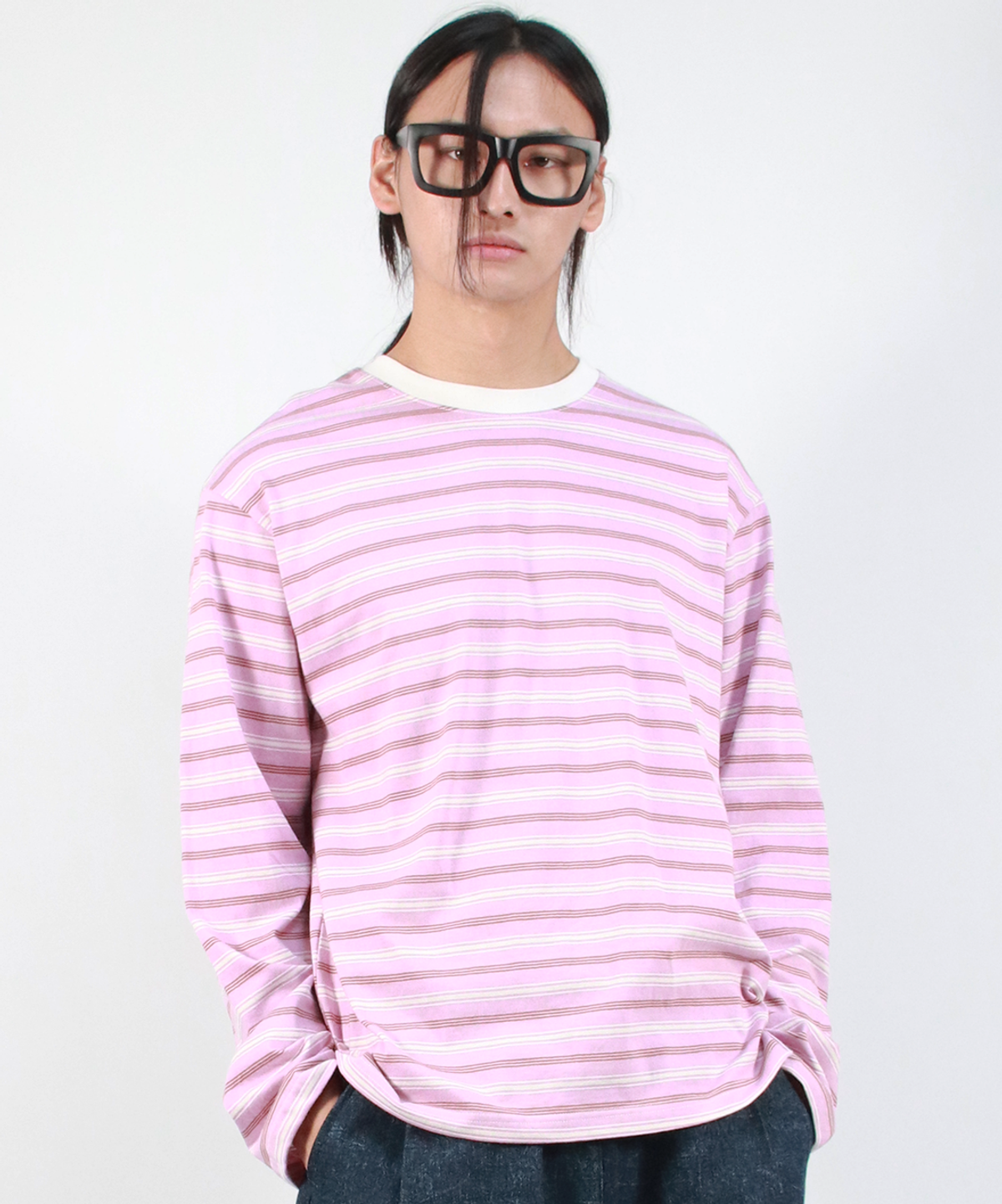 드마크(DEMARC) M MULTI STRIPE LONG SLEEVE TEE - Pink