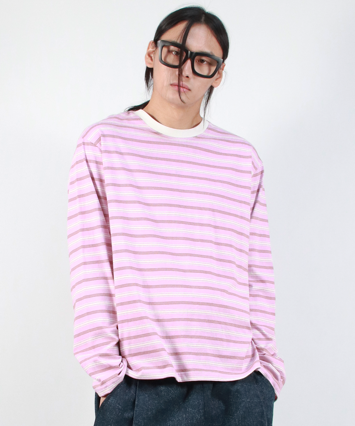 드마크(DEMARC) M MULTI STRIPE LONG SLEEVE TEE - Pink