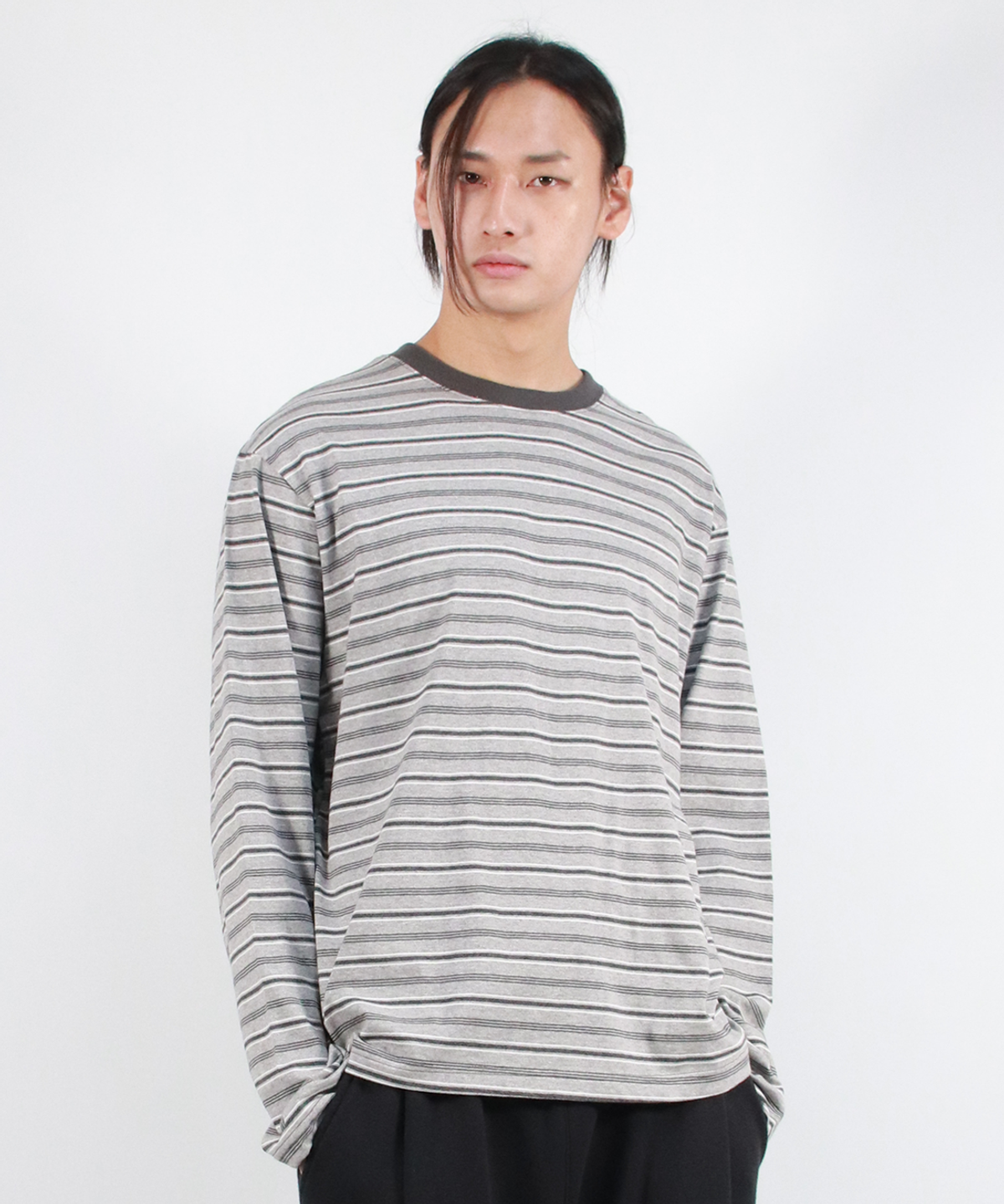 드마크(DEMARC) M MULTI STRIPE LONG SLEEVE TEE - Gray