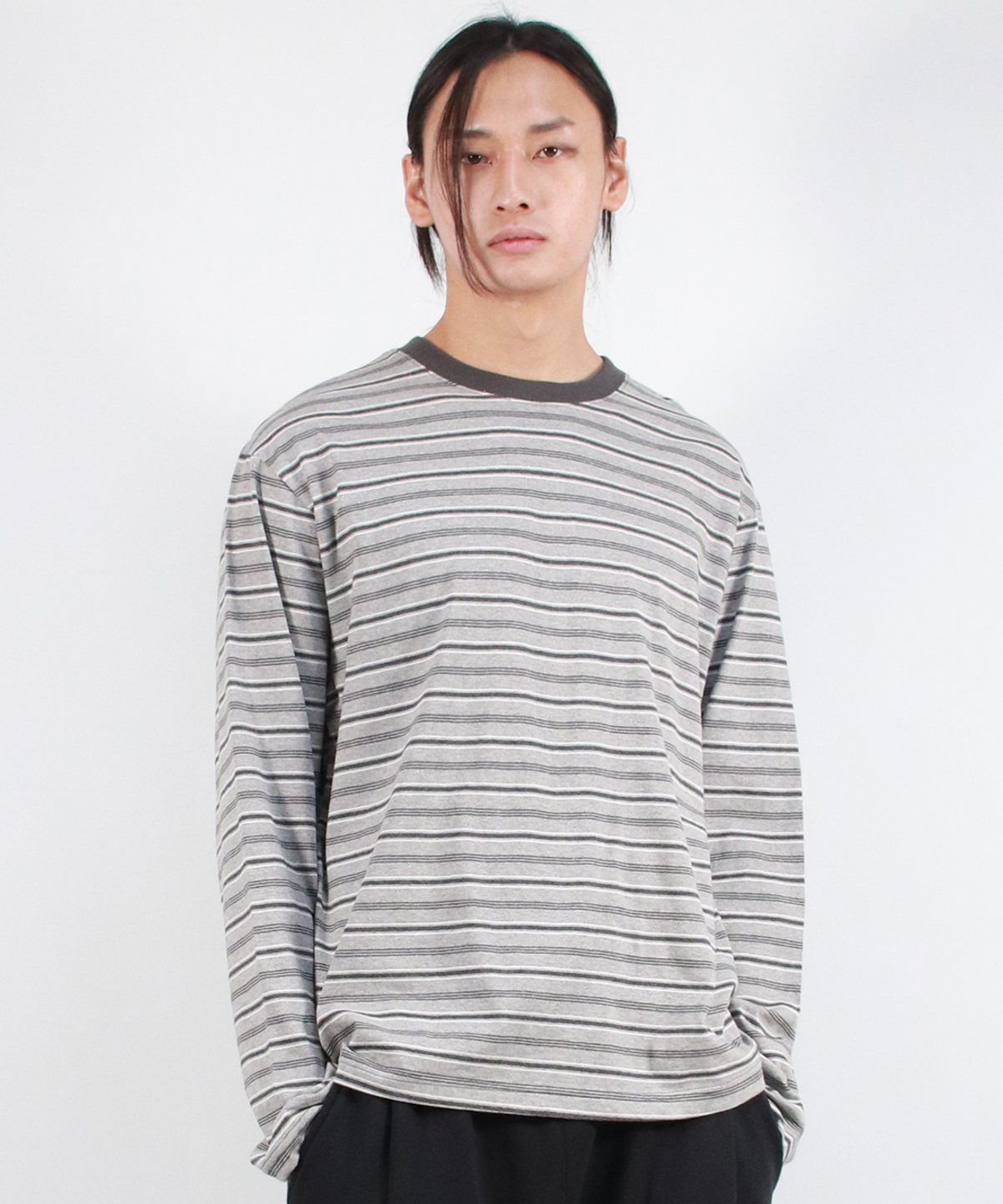 드마크(DEMARC) M MULTI STRIPE LONG SLEEVE TEE - Gray