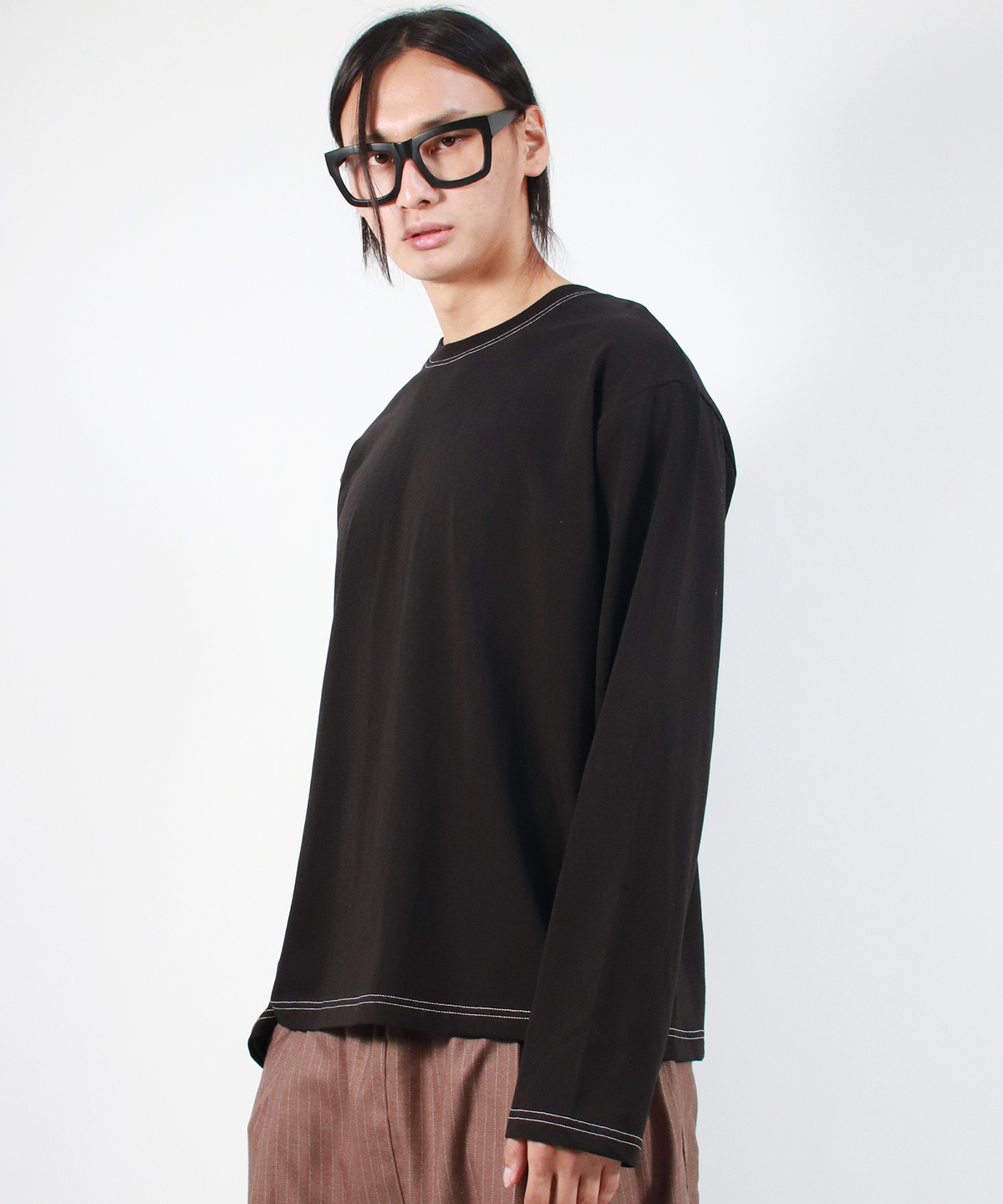 드마크(DEMARC) M OUTSTITCH LOOSE FIT LONG SLEEVE TEE - Black