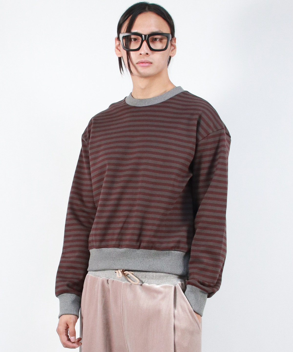 드마크(DEMARC) M STRIPE MEDIUM-FIT SWEATSHIRT -  Burgundy