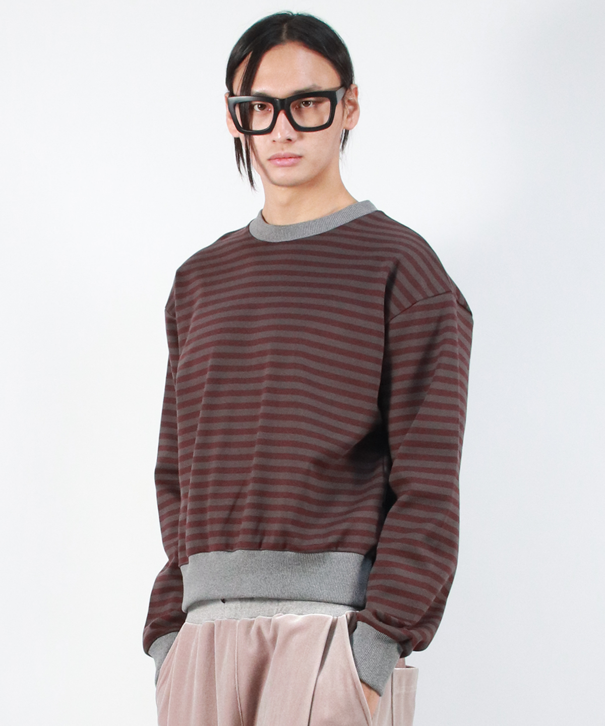 드마크(DEMARC) M STRIPE MEDIUM-FIT SWEATSHIRT -  Burgundy