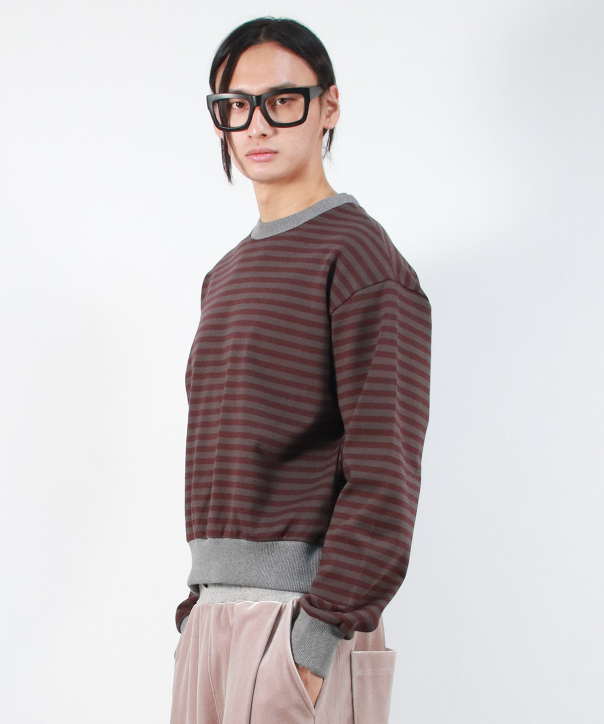 드마크(DEMARC) M STRIPE MEDIUM-FIT SWEATSHIRT -  Burgundy