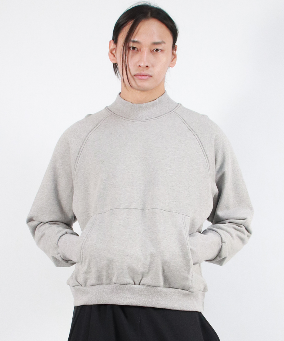 드마크(DEMARC) M HIGH-NECK MEDIUM-FIT STITCH RAGLAN SWEATSHIRT -  Gray