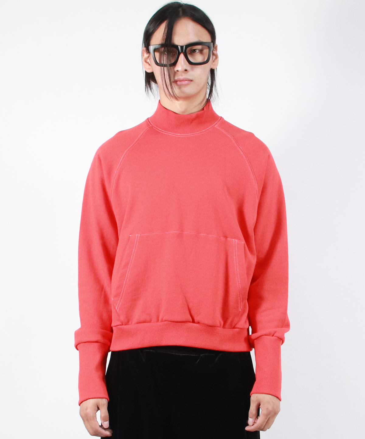 드마크(DEMARC) M HIGH-NECK MEDIUM-FIT STITCH RAGLAN SWEATSHIRT -  Red