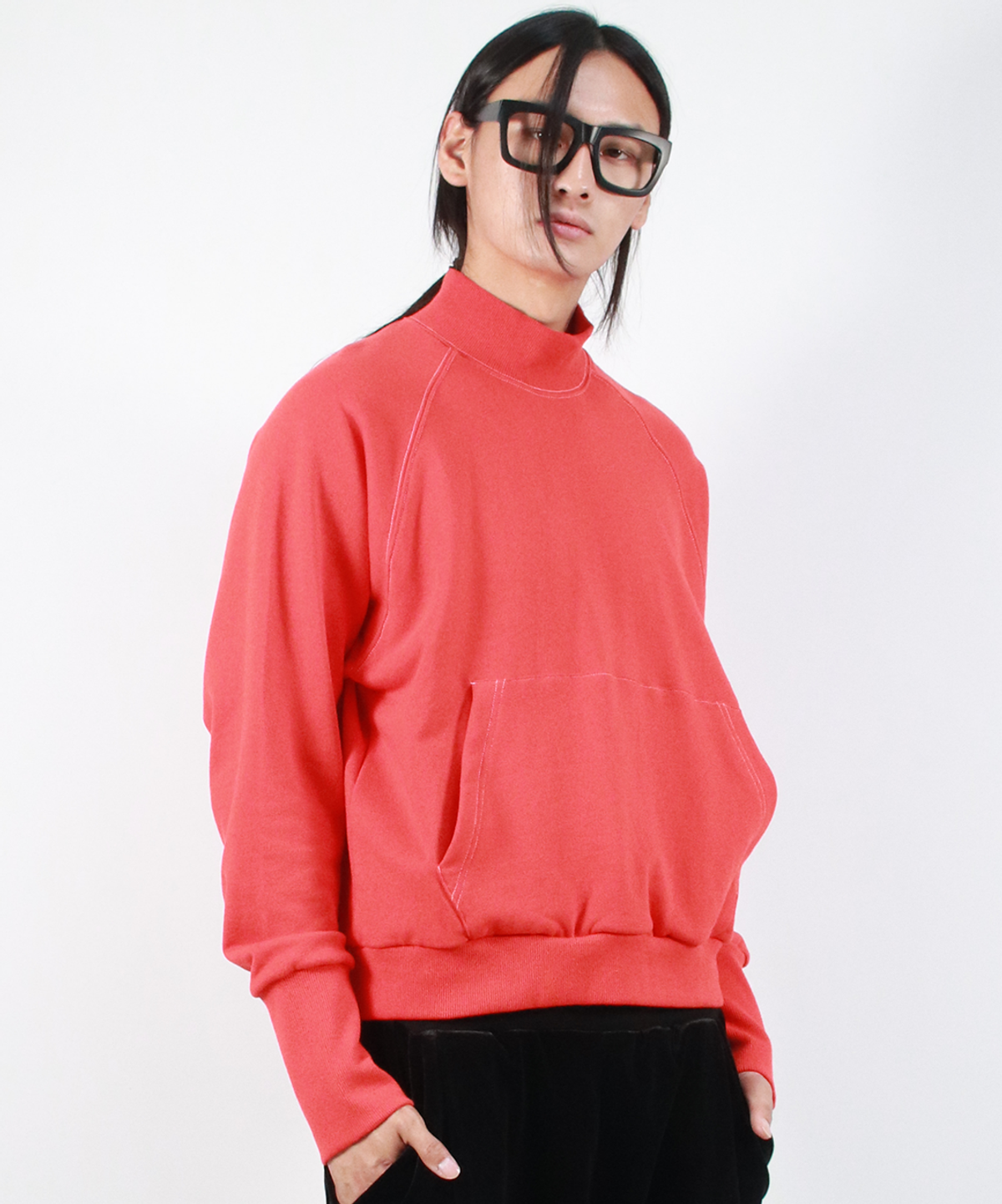 드마크(DEMARC) M HIGH-NECK MEDIUM-FIT STITCH RAGLAN SWEATSHIRT -  Red