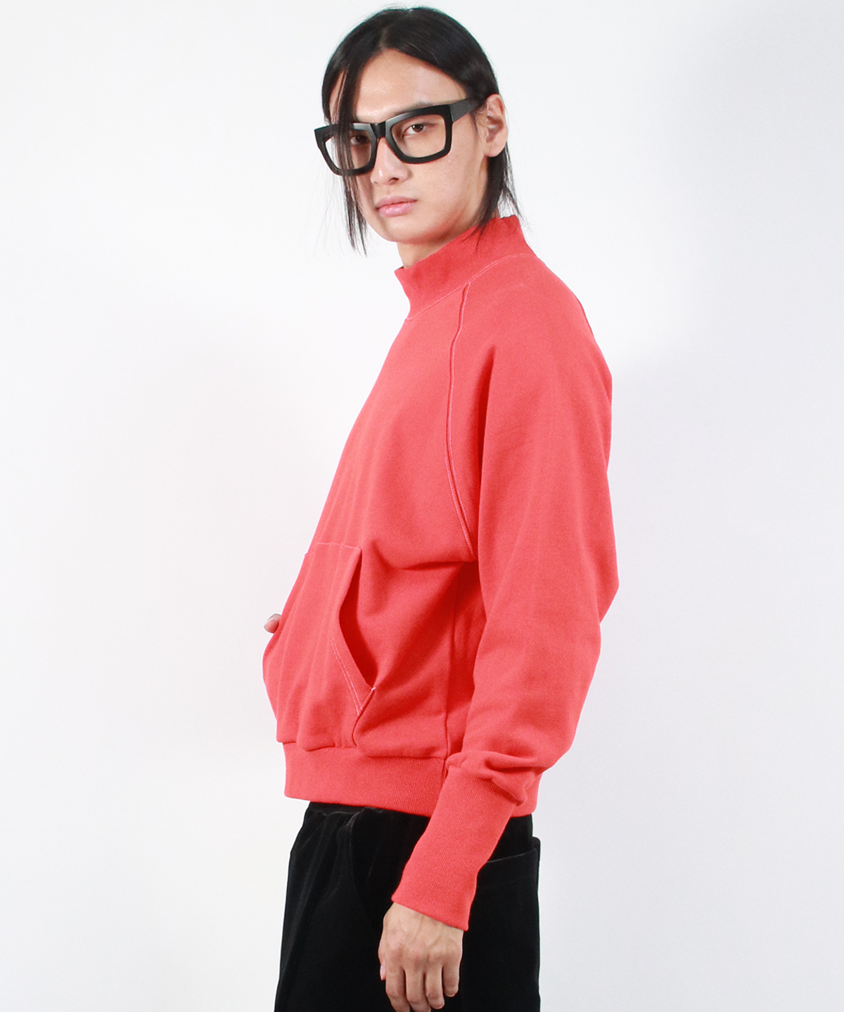 드마크(DEMARC) M HIGH-NECK MEDIUM-FIT STITCH RAGLAN SWEATSHIRT -  Red