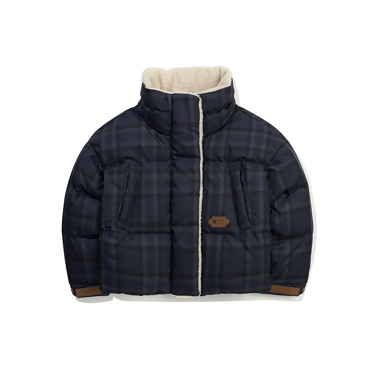 코닥(KODAK) 브라우니 체크 숏 다운 자켓 우먼 NAVY