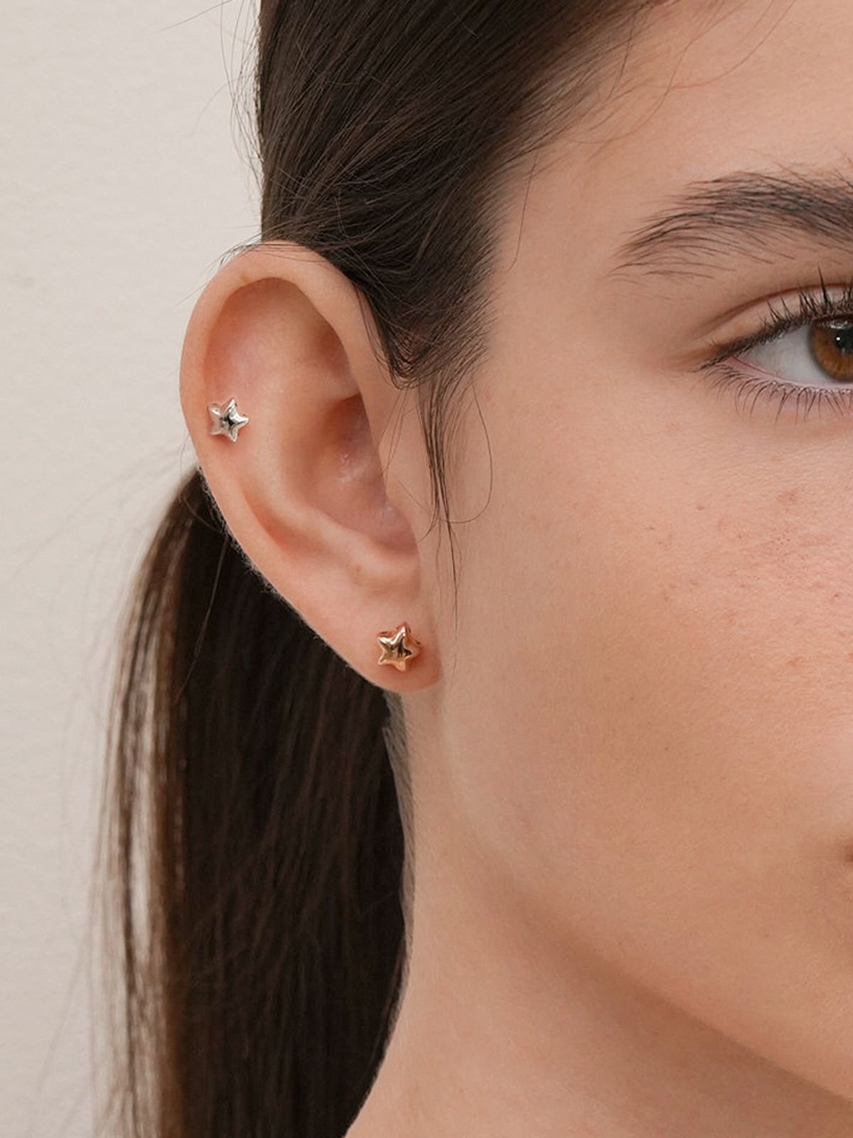 미니멀피어싱(MINIMALPIERCING) 14K 18K 골든 스타 레이어 피어싱 귀걸이