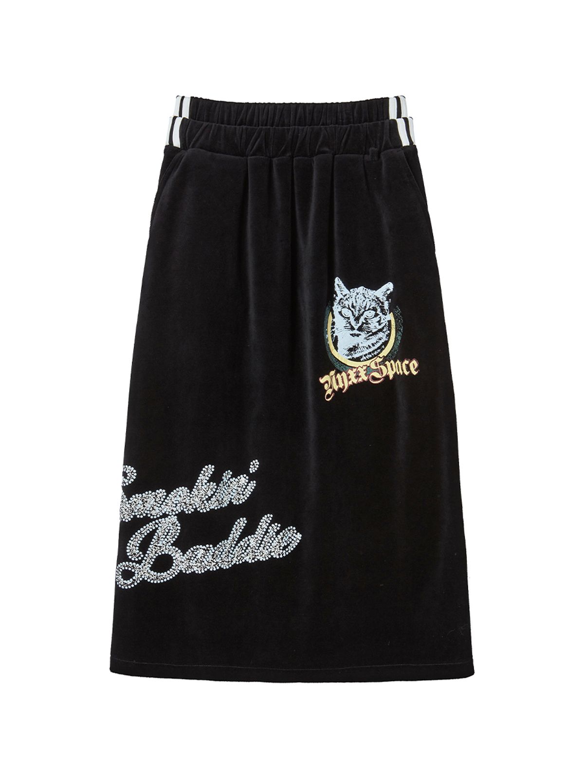 엔와이엑스엑스(NYXX) VELVET GRAPHIC SKIRT BLACK