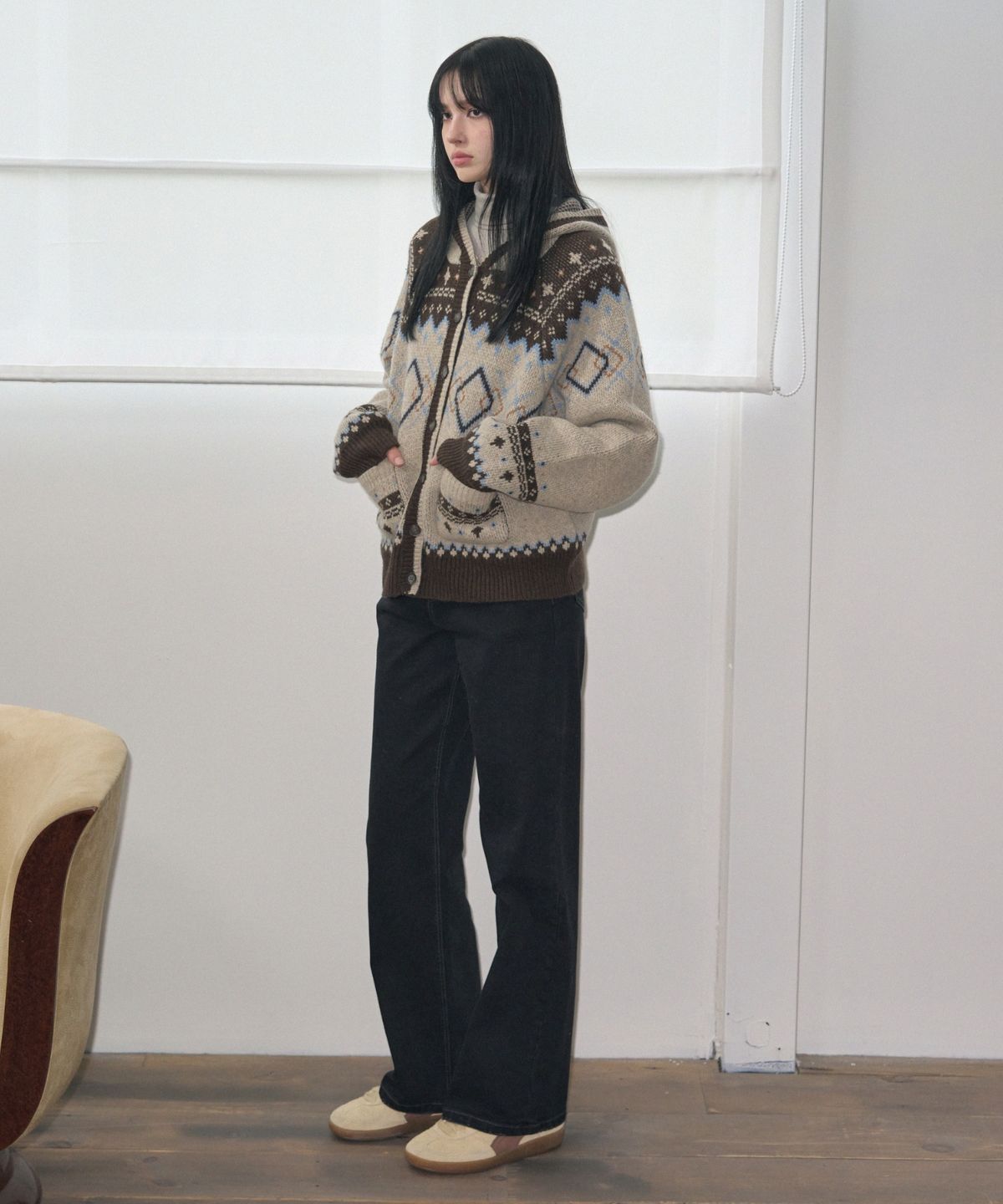 레더리(LEATHERY) 포켓 스티치 스트레이트 데님 팬츠 [BLUE]