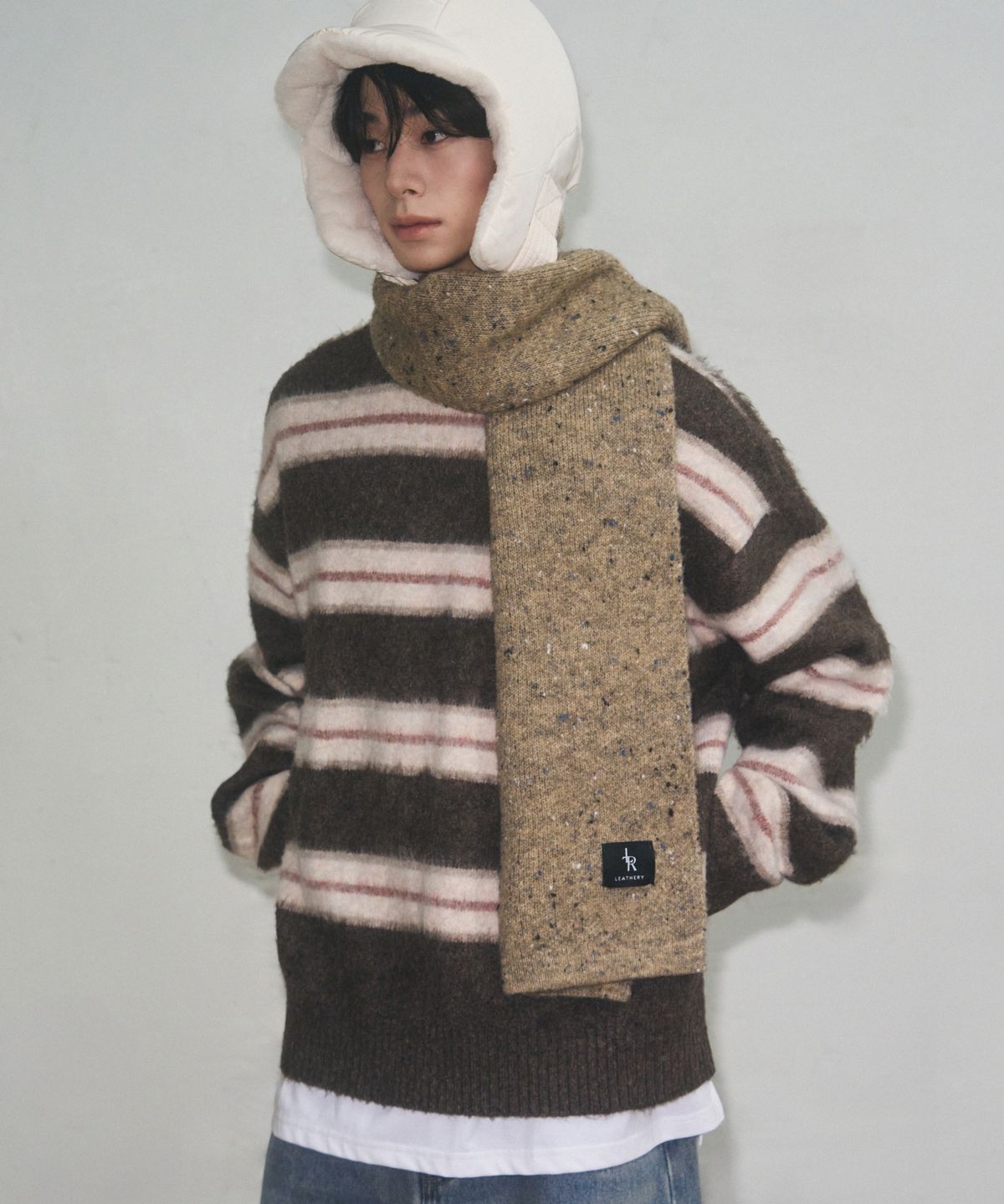 레더리(LEATHERY) 소프트 울 머플러 [GREY]