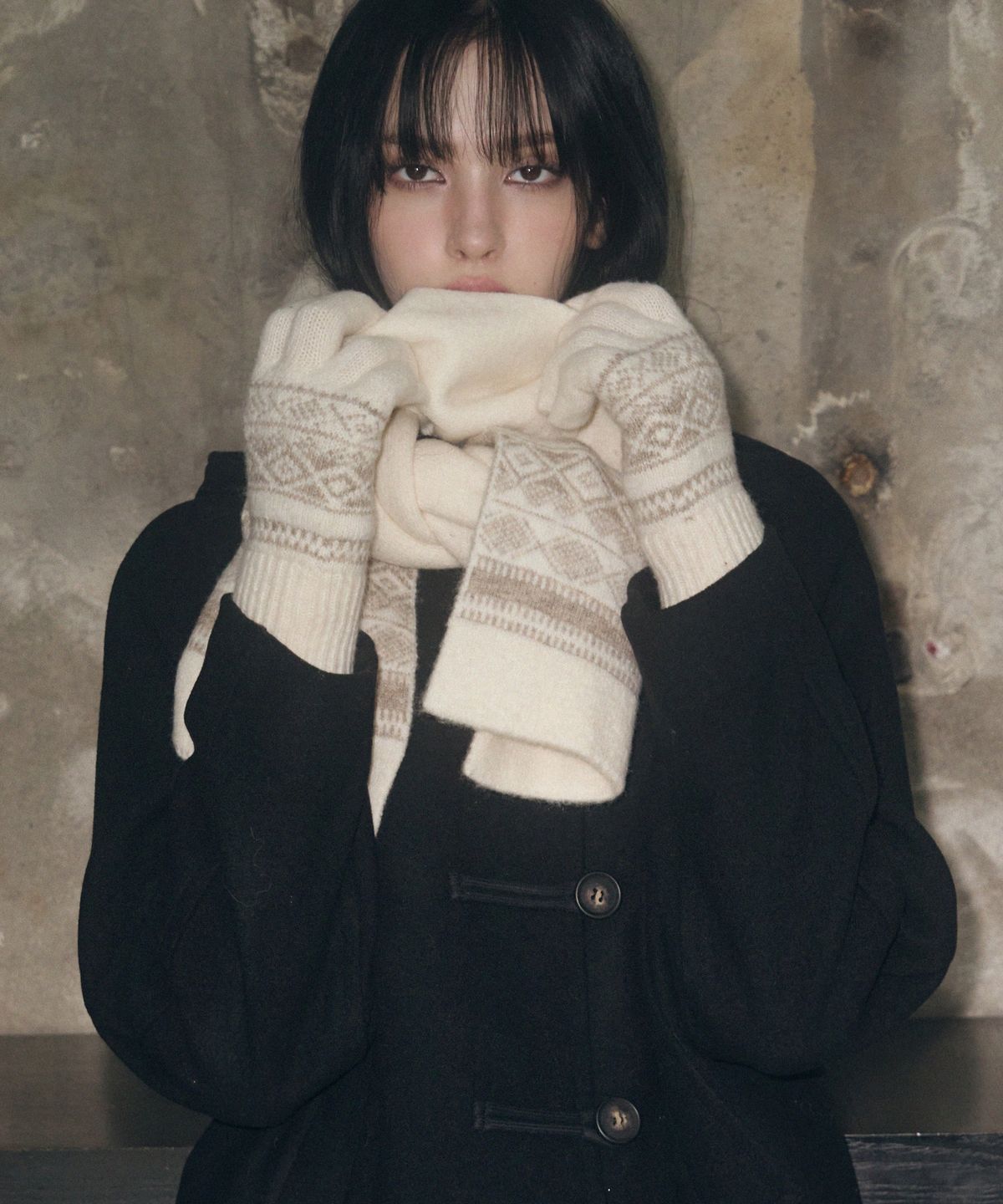 레더리(LEATHERY) 노르딕 울 장갑 [CREAM]