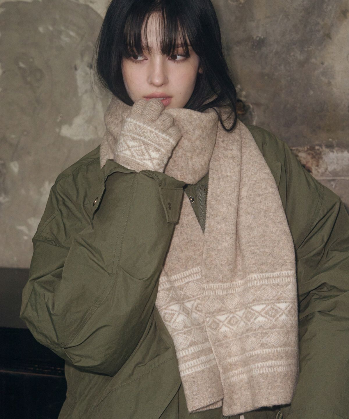 레더리(LEATHERY) 노르딕 울 장갑 [BEIGE]