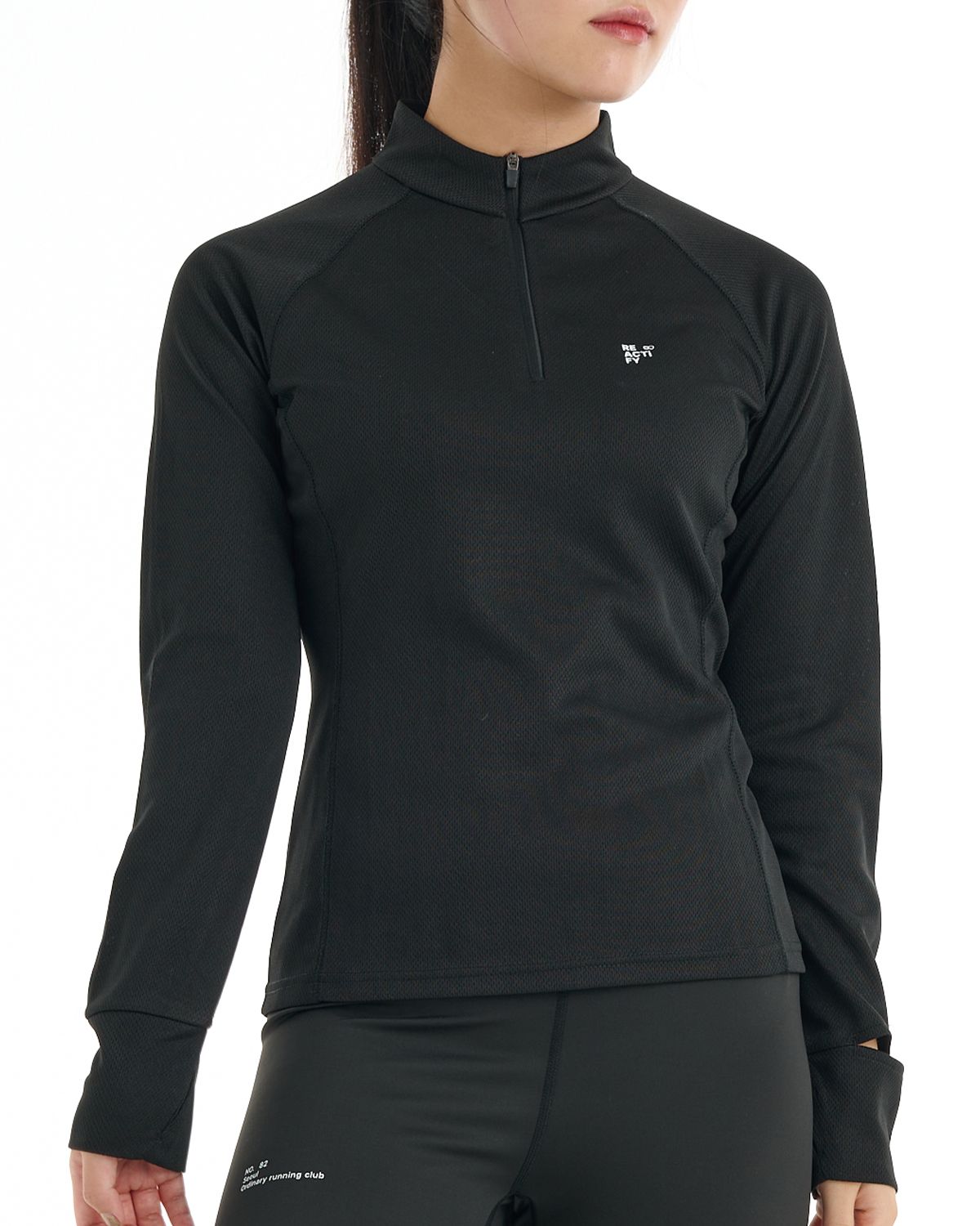 리액티파이(REACTIFY) Women’s Half Zip-Up Long Sleeve Black