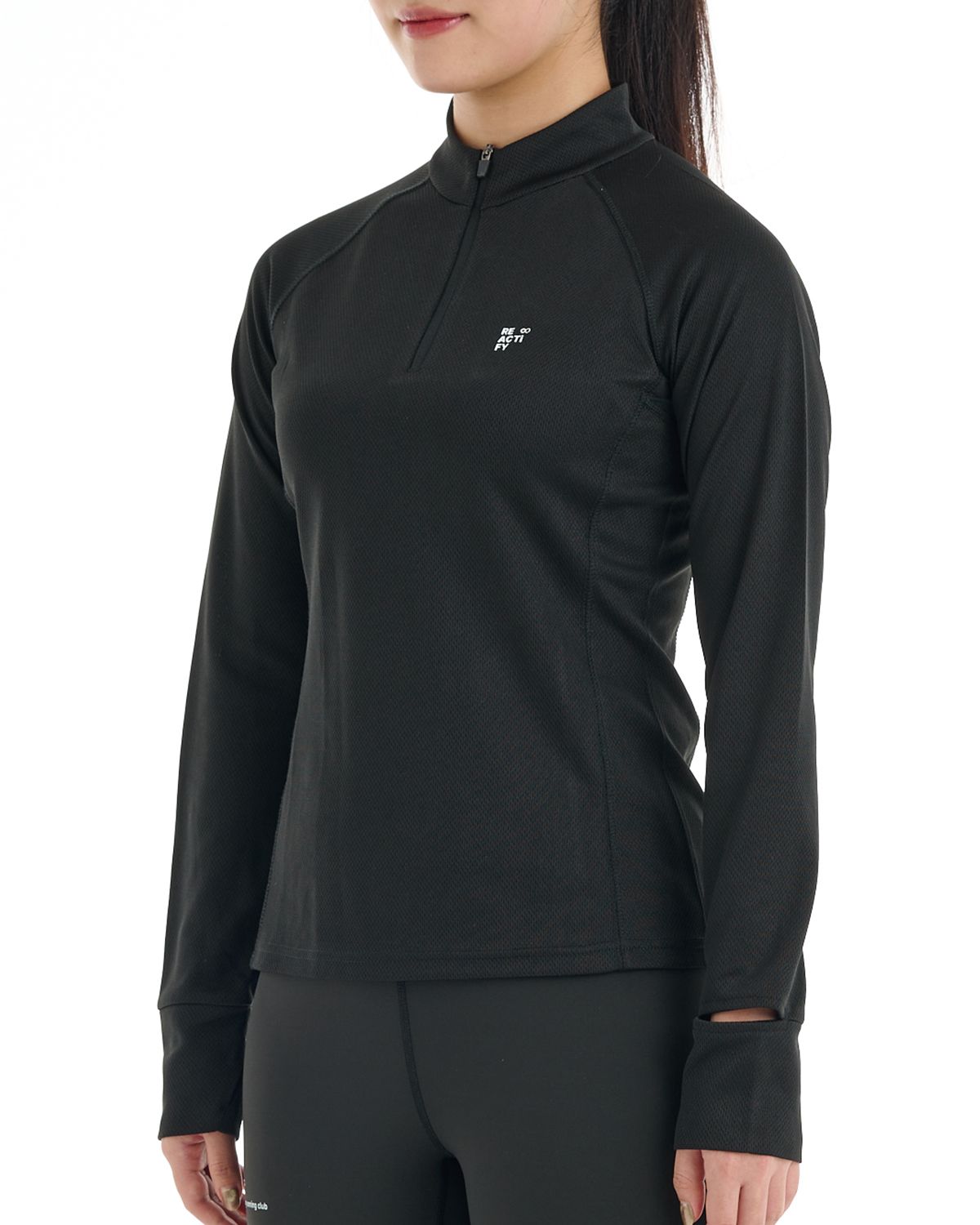 리액티파이(REACTIFY) Women’s Half Zip-Up Long Sleeve Black