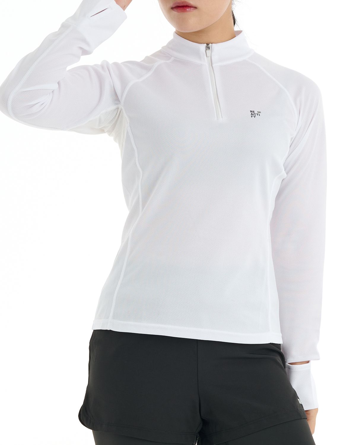 리액티파이(REACTIFY) Women’s Half Zip-Up Long Sleeve White