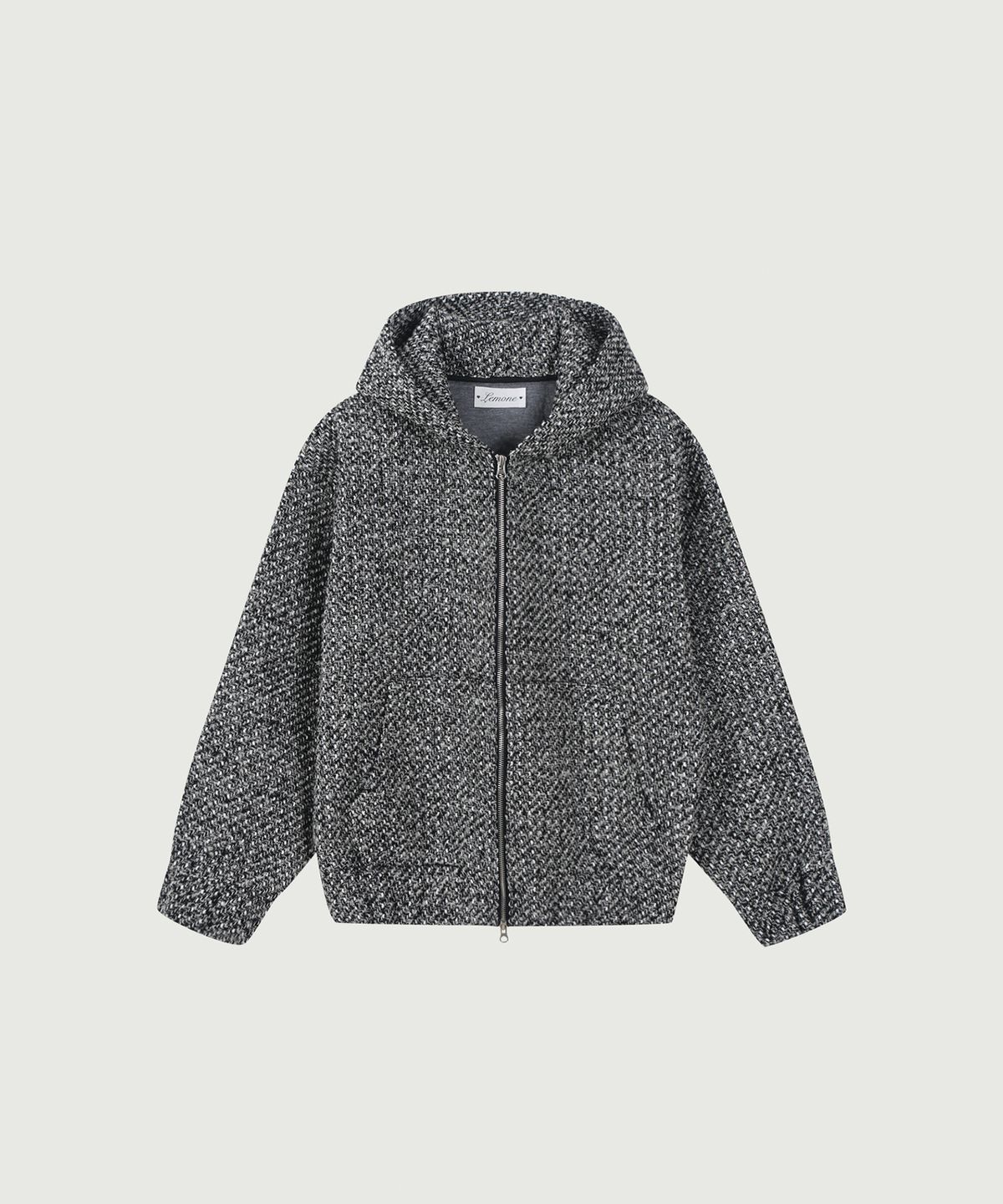 리모네(LEMONE) Tweed Hooded zip-up / Deep Gray