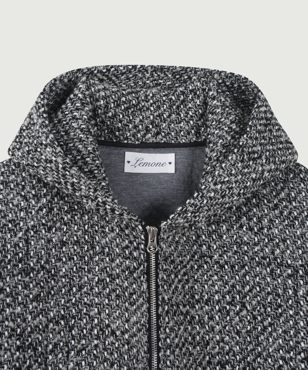 리모네(LEMONE) Tweed Hooded zip-up / Deep Gray