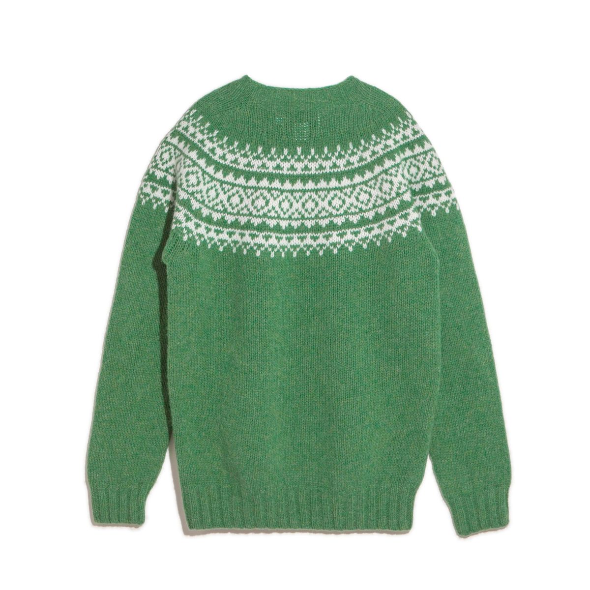 할리 오브 스코틀랜드(HARLEY OF SCOTLAND) Chunky Fairisle Yoke Crew Neck Sweater - Pixie / Winter White