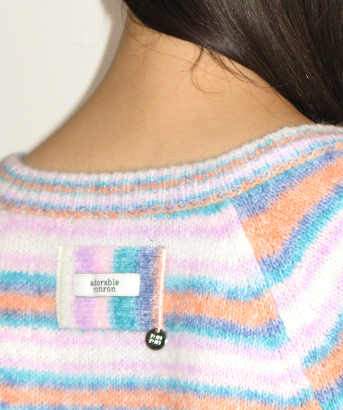 론론(RONRON) SOFT STRIPE V NECK KNIT PURPLE