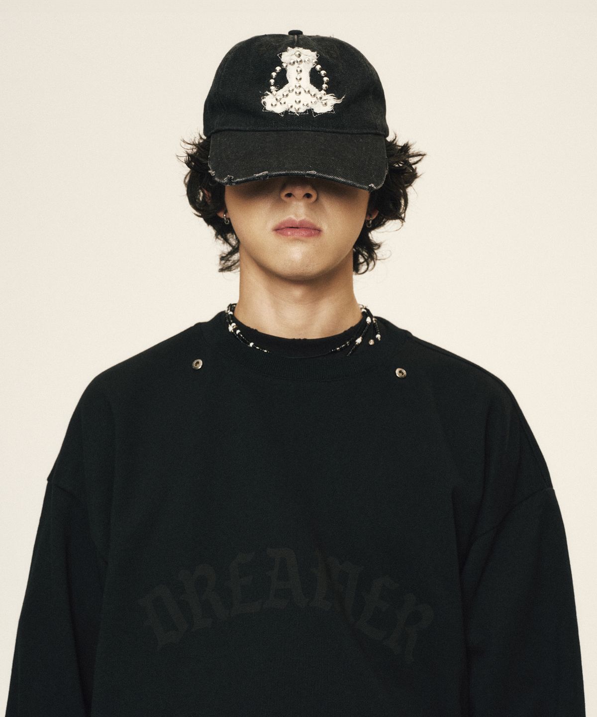 코드(CORD) 피스풀 스터드 패치 캡_BK Denim