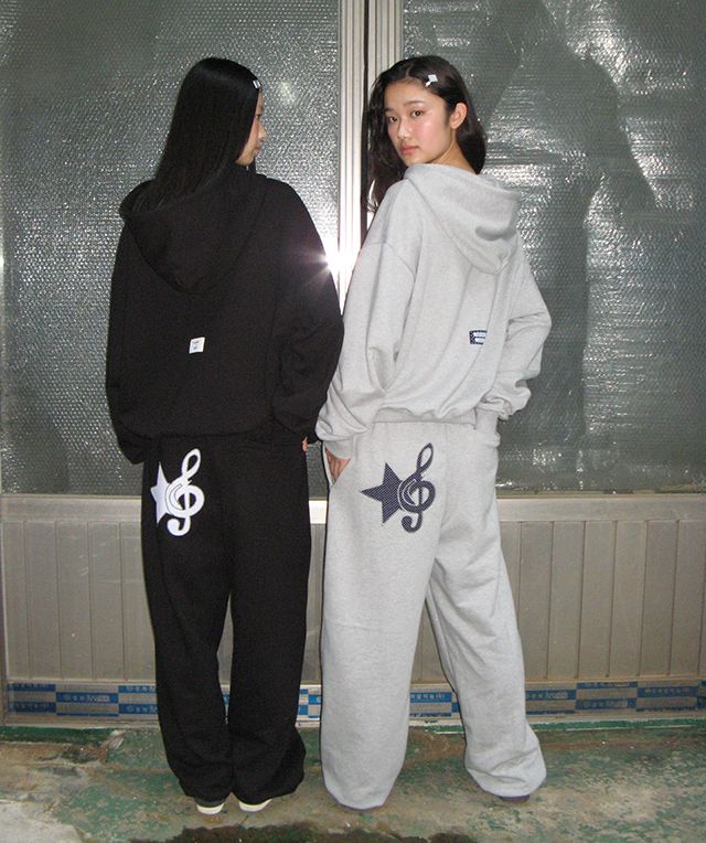 MUSINSA公式 | RONRON DOT CLEF R APPLIQUE SWEAT JOGGER PANTS GREY