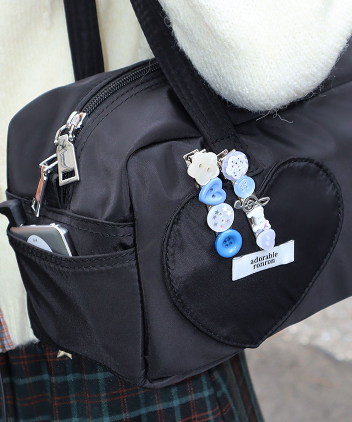 론론(RONRON) MUSIC CAT BUTTON HAIR PIN (2ea)