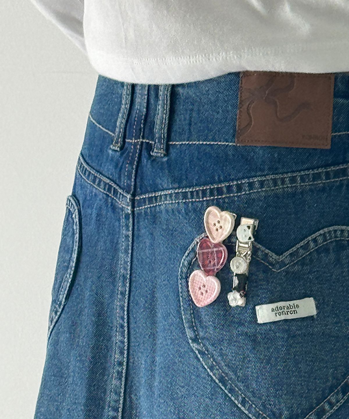 론론(RONRON) HEART CAT BUTTON HAIR PIN (2ea)