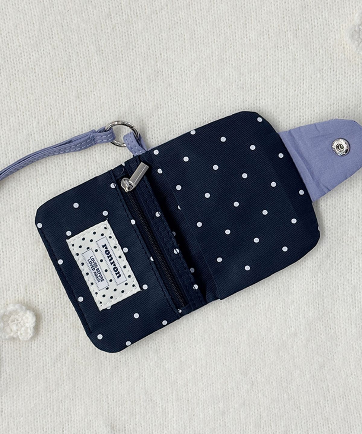 론론(RONRON) BUTTON CLOVER CARD WALLET SOFT BLUE