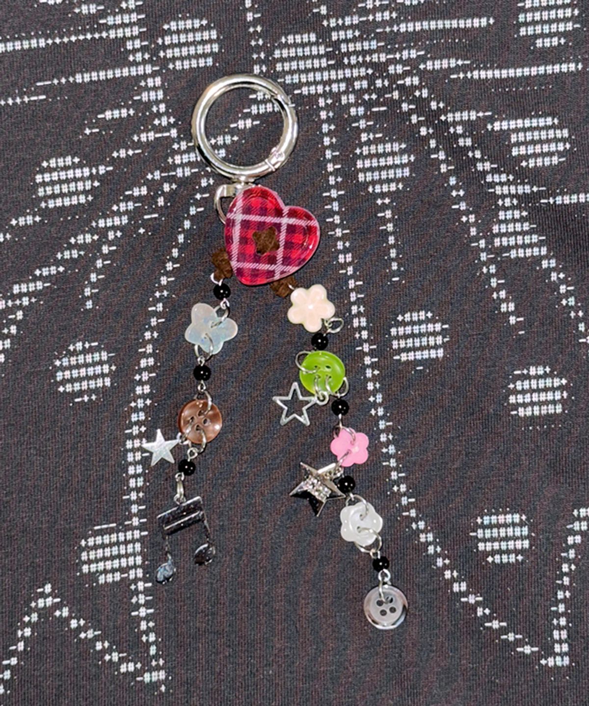 론론(RONRON) HEART CHECK MIX BUTTON KEYRING