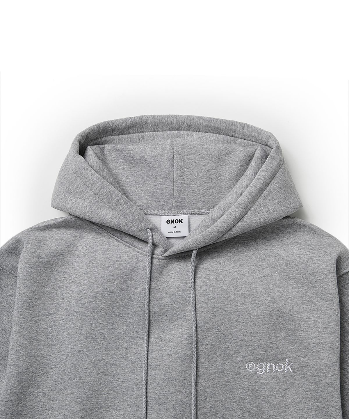 그노크(GNOK) (기모)스티치 로고 후드 티셔츠[메란지]