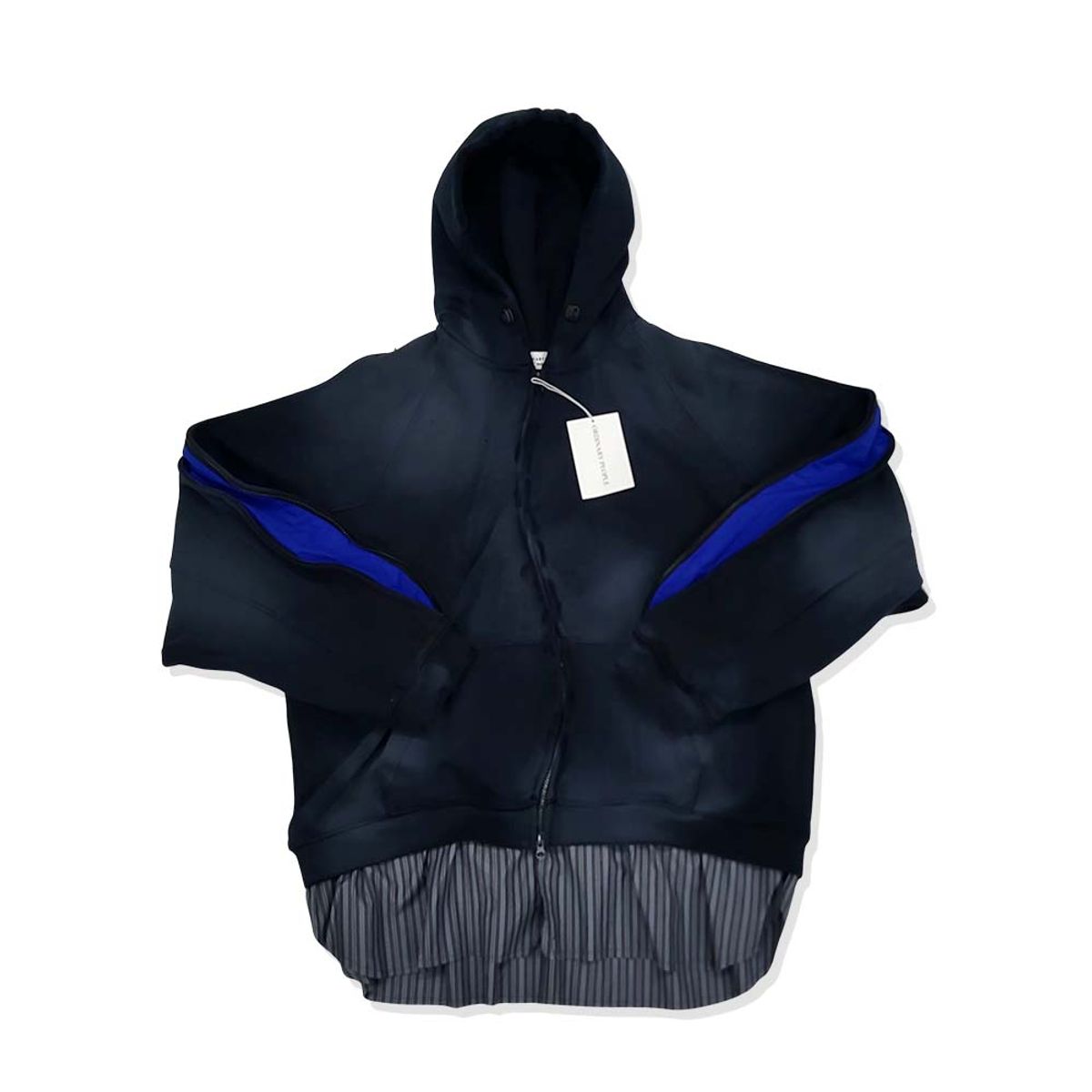오디너리피플(ORDINARY PEOPLE) Re : Rework the Tea Washing Shirt Layered Hooded Zip-Up_Navy
