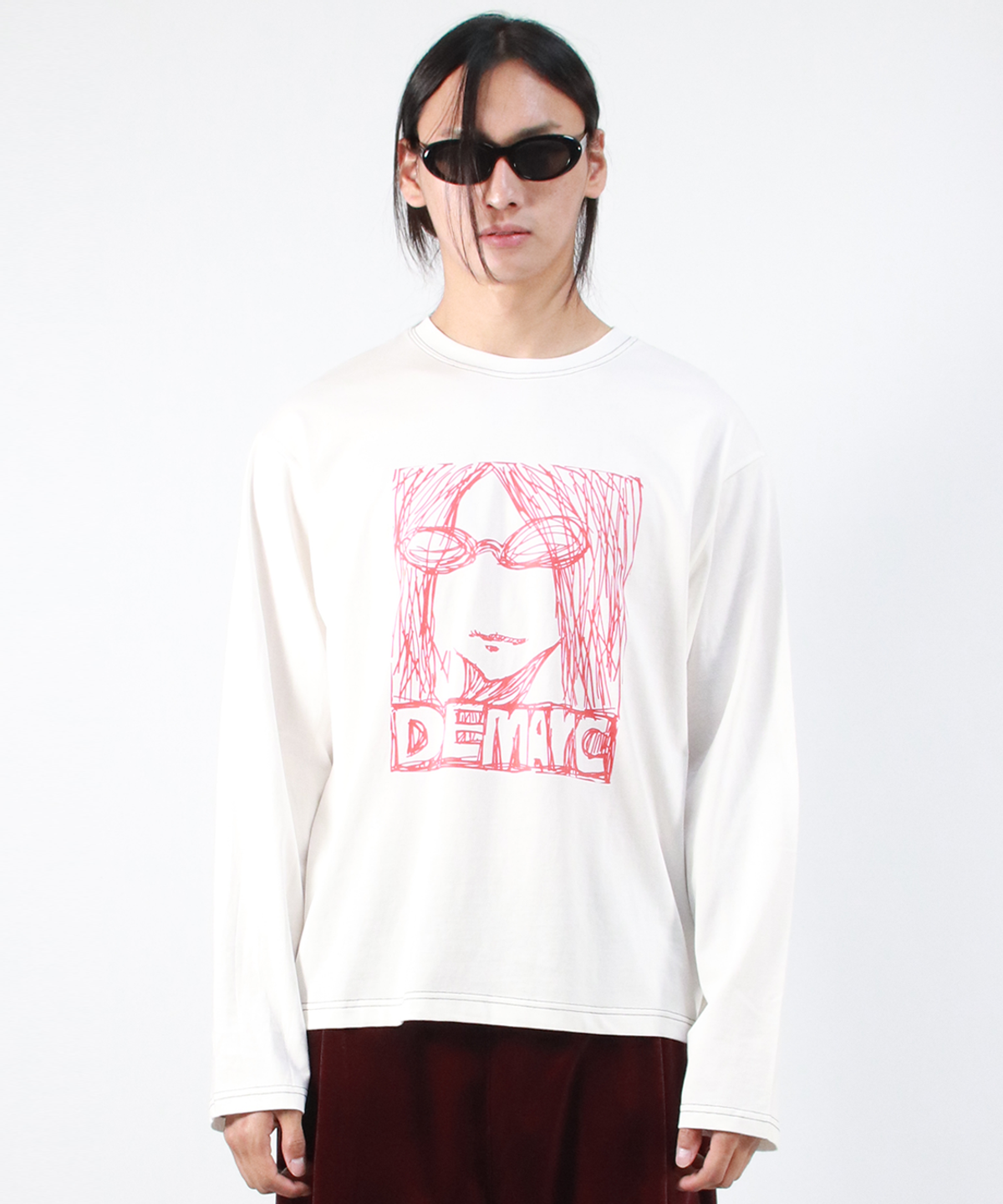 드마크(DEMARC) M MARC ILLUST STITCH BOXY LONG SLEEVE - White