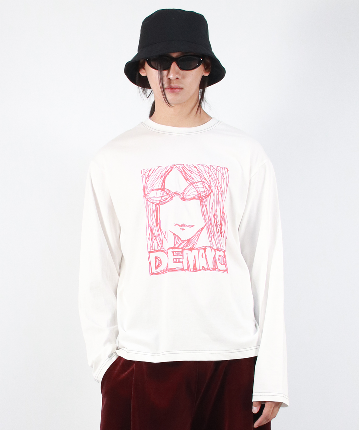 드마크(DEMARC) M MARC ILLUST STITCH BOXY LONG SLEEVE - White
