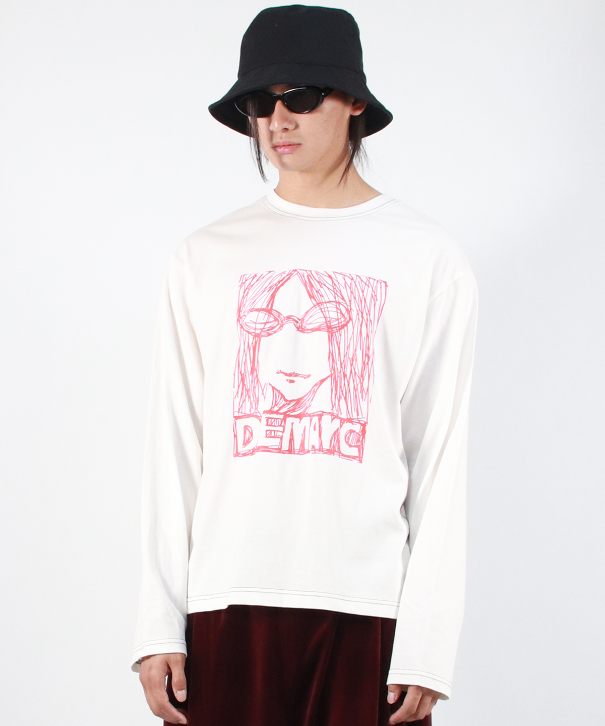 드마크(DEMARC) M MARC ILLUST STITCH BOXY LONG SLEEVE - White
