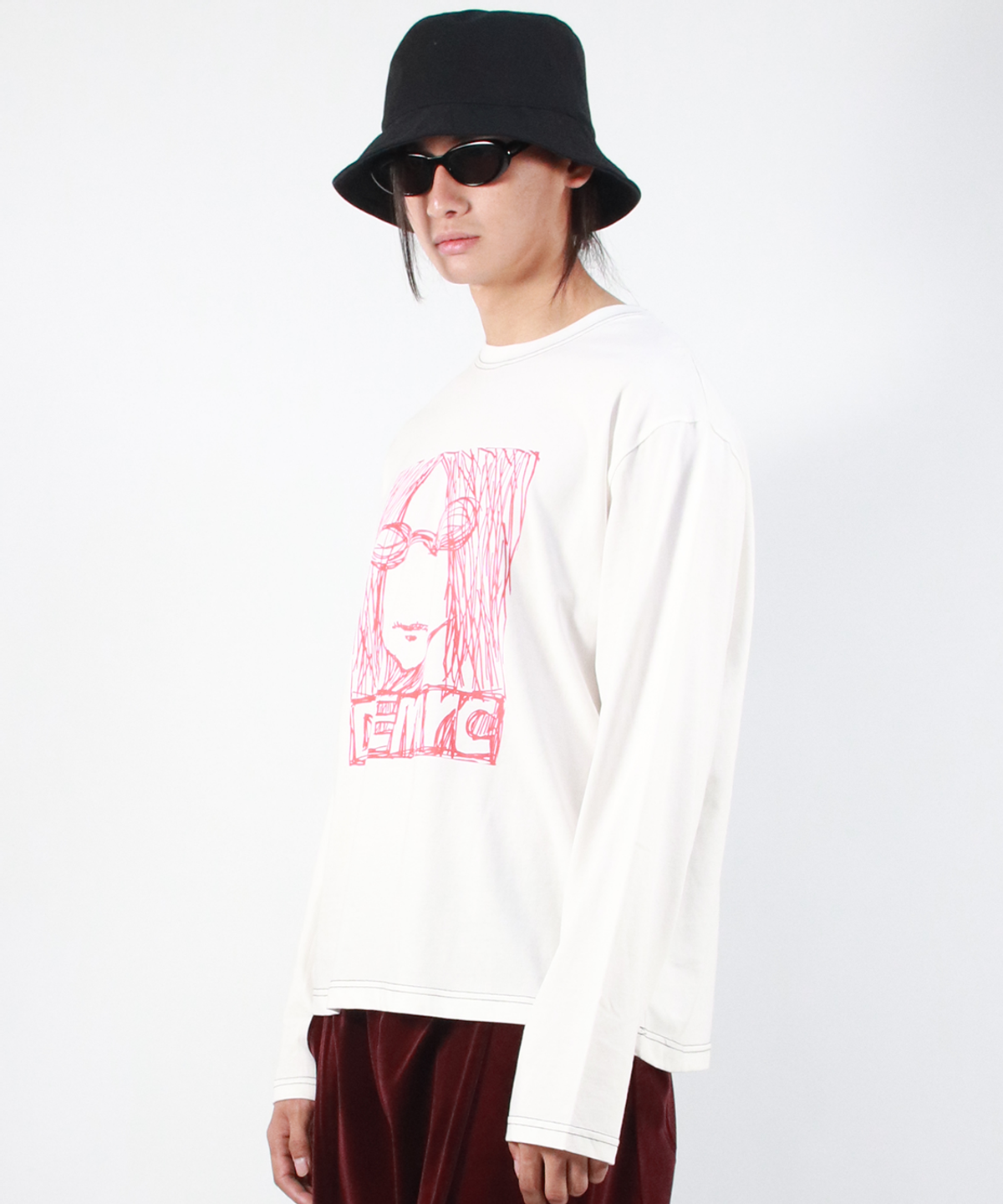 드마크(DEMARC) M MARC ILLUST STITCH BOXY LONG SLEEVE - White