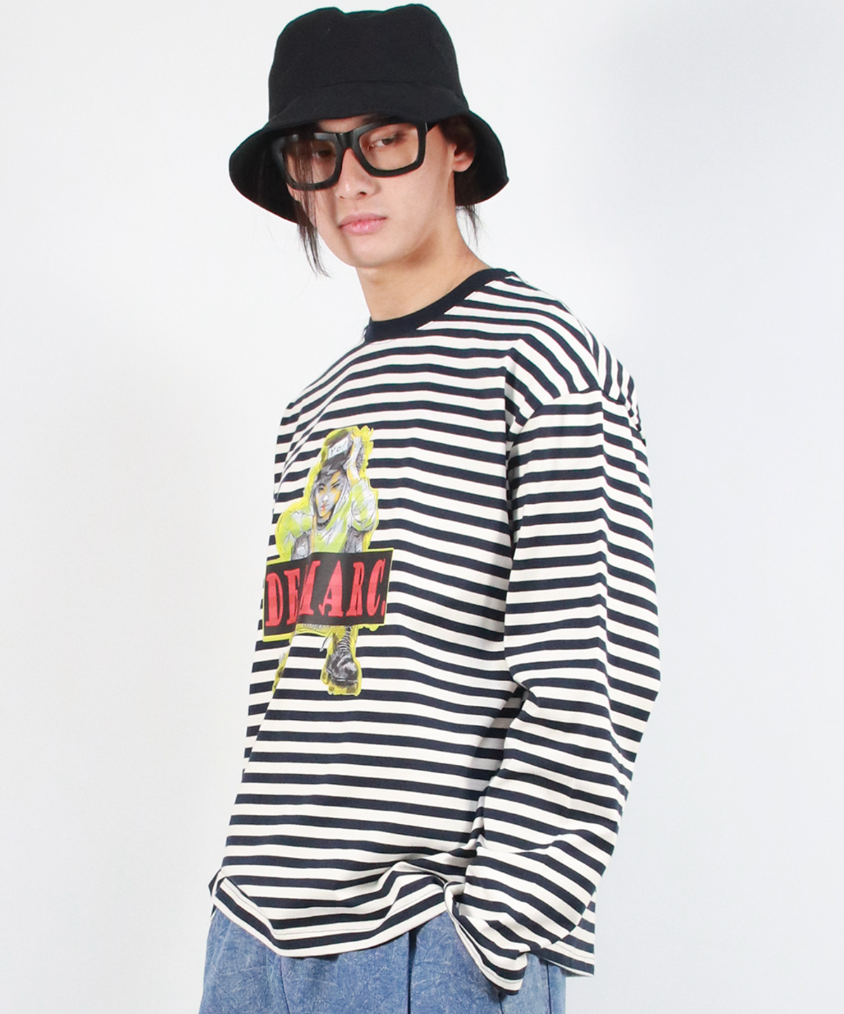 드마크(DEMARC) M STREET BOY STRIPE LOOSE FIT LONG SLEEVE -  Navy