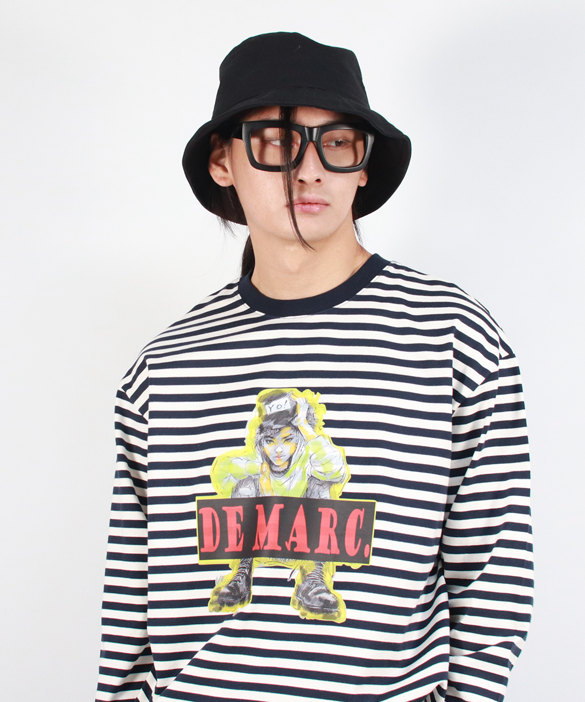 드마크(DEMARC) M STREET BOY STRIPE LOOSE FIT LONG SLEEVE -  Navy