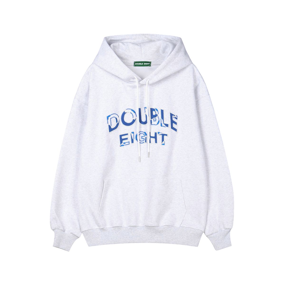 더블에잇(DOUBLE EIGHT) 웨이브 자수 후드 (화이트멜란지)