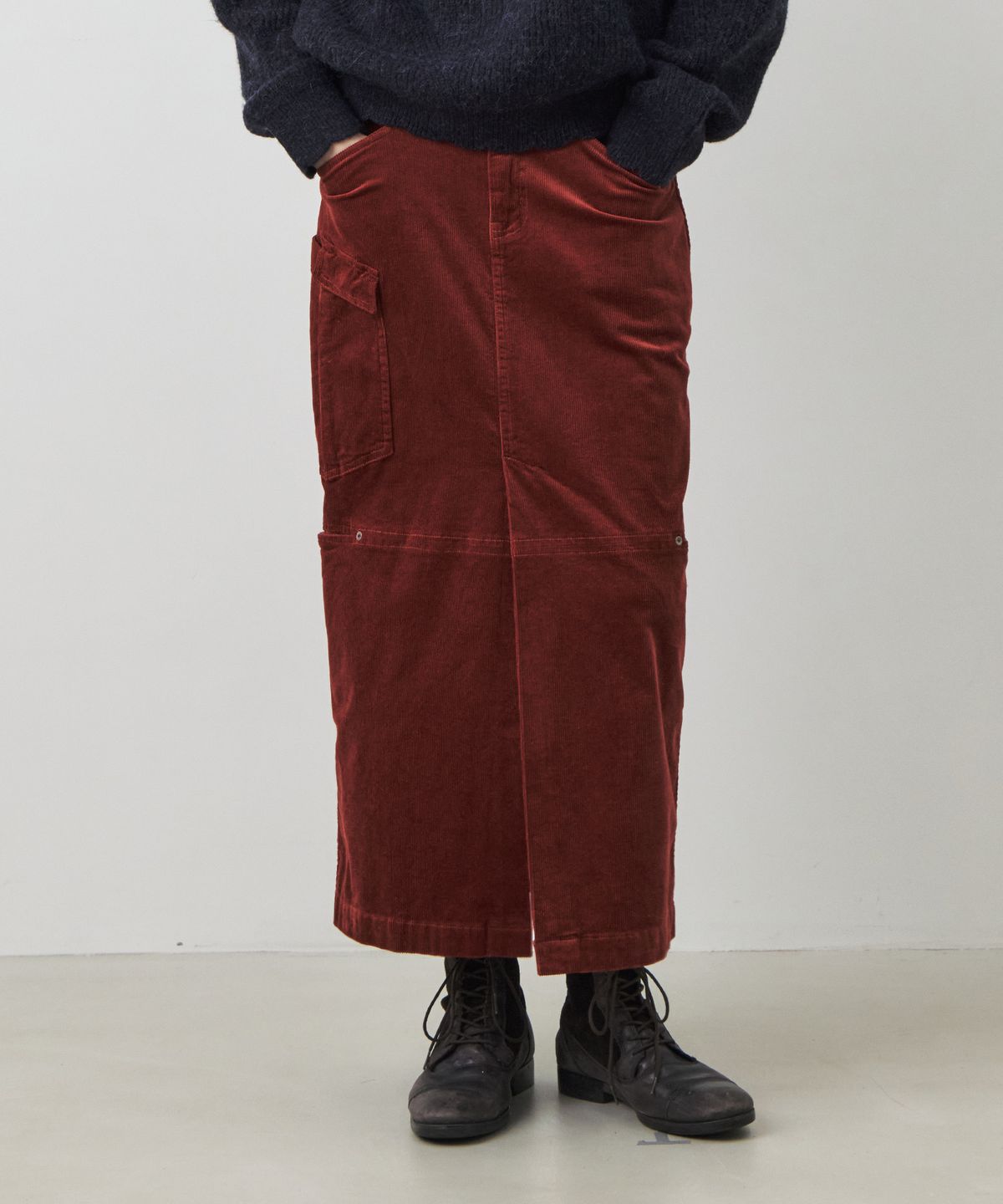 시티브리즈(CITYBREEZE) 코듀로이 유틸리티 스커트_BURGUNDY