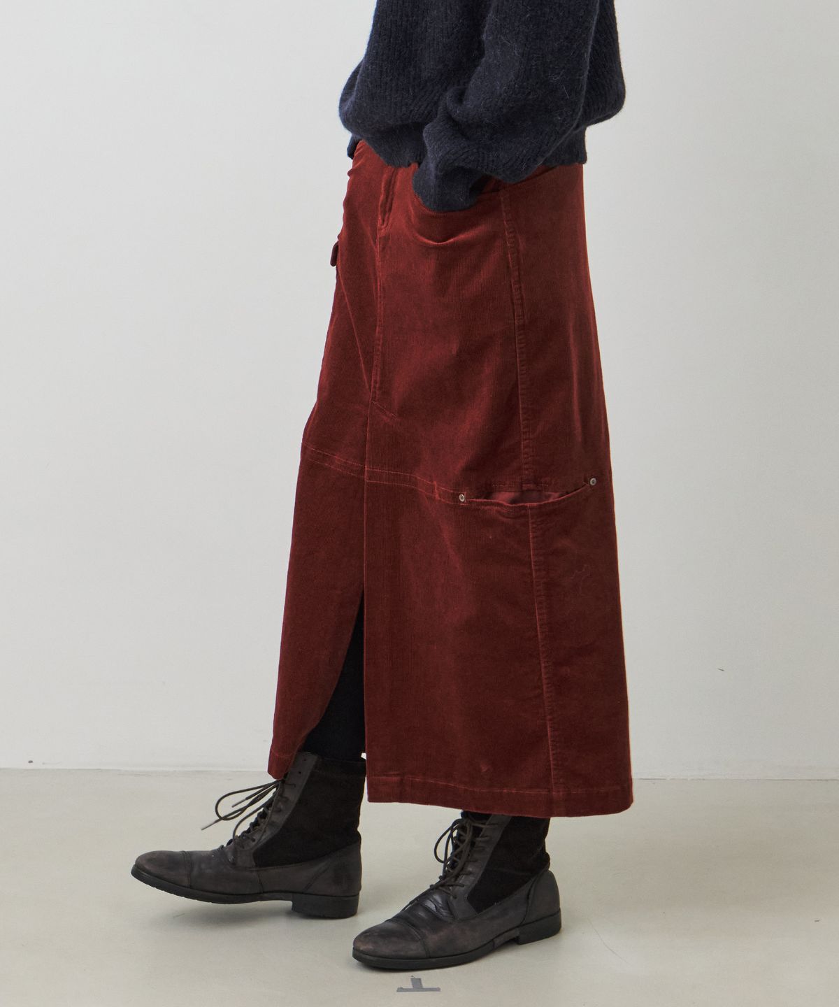 시티브리즈(CITYBREEZE) 코듀로이 유틸리티 스커트_BURGUNDY