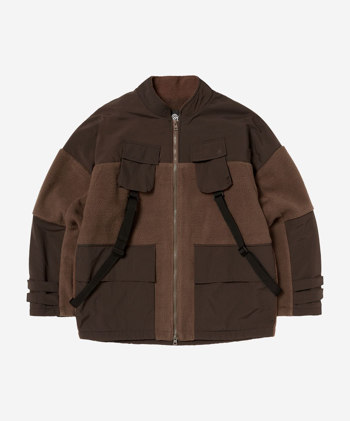 칼라파타르(KALAPATTHAR) KP LOGO MULTI POCKET STRAP HEAVY FLEECE JACKET - BROWN