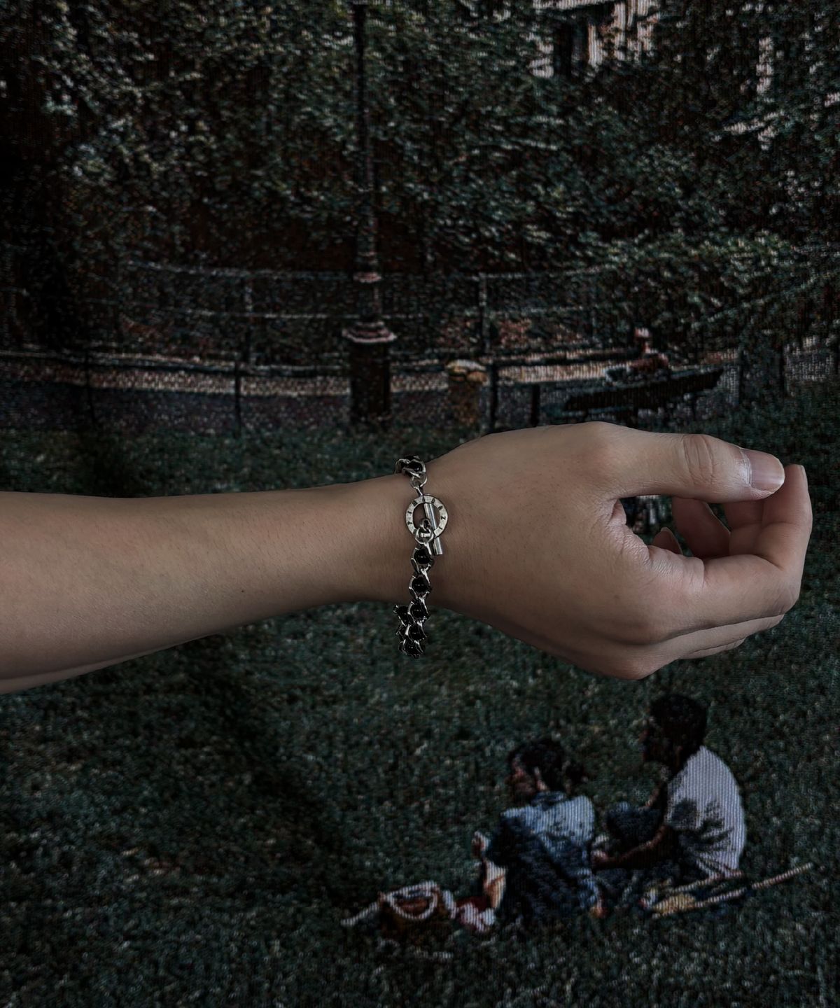 피마다지윈(PIMADAZIWIN) Bold Chain Black Pearl Bracelet